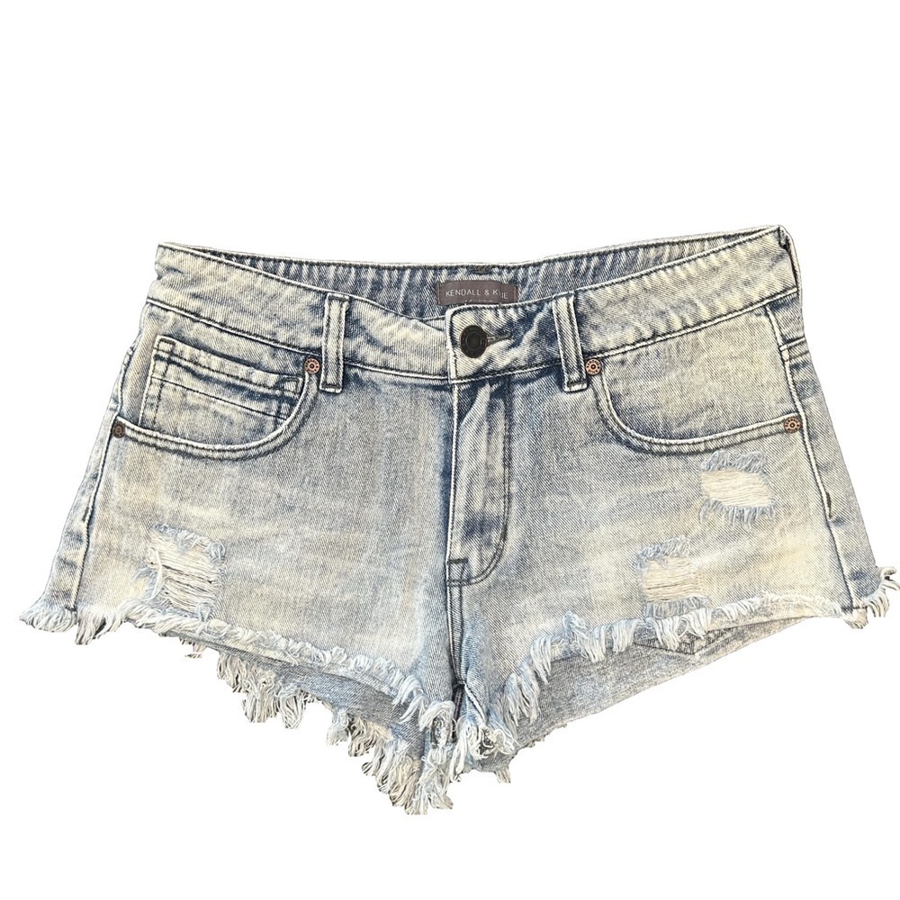 Kendall and Kylie distressed worn look cut off casual denim shorts